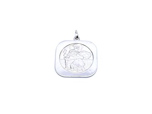 Silver Square St Christopher Pendant 22mm