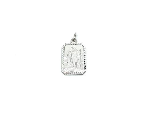 Silver Rectangular St Christopher Pendant 15mm