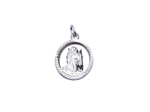 Silver Cut Out St Christopher Pendant 19mm