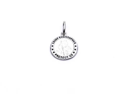 Silver Round St Christopher Pendant 14mm