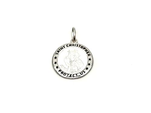 Silver Round St Christopher Pendant 19mm