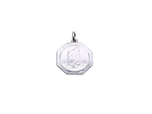 Silver Octagonal St Christopher Pendant 17mm