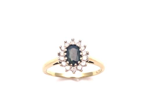 9ct Sapphire & Diamond Cluster Ring