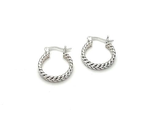 Silver Plaited Hoop Earrings