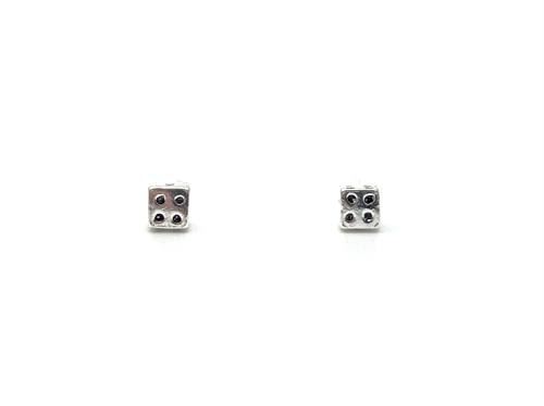 Silver Dice Stud Earrings