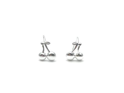 Silver Cherry Hook Earrings