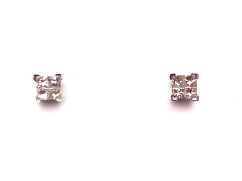 9ct White Gold Diamond Stud Earrings