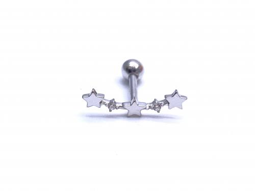 9ct White Gold CZ Constellation Cartilage Stud 6mm