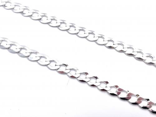 Silver Flat Curb Chain Necklet 22 Inch