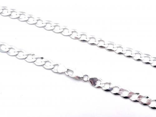 Silver Flat Curb Chain Necklet 22 Inch