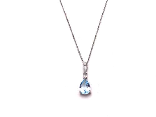 9ct Blue Topaz & Diamond Necklet