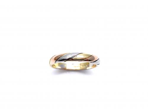 18ct 3 Colour Twisted Wedding Ring