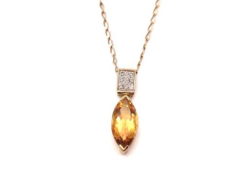 9ct Citrine & Topaz Pendant & Chain