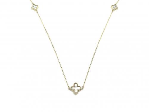 9ct Yellow Gold Mother Of Pearl Clover Necklace