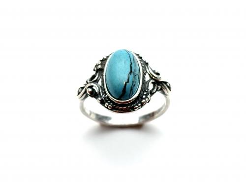 Silver Reconstituted Turquoise Ring