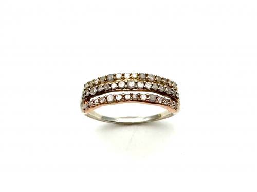 Gold Plated Silver Diamond Pave Ring