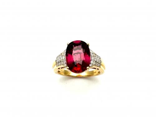 18ct Rhodolite Garnet & Diamond Ring