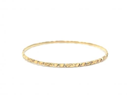 18ct Yellow Gold Solid Patterned Bangle