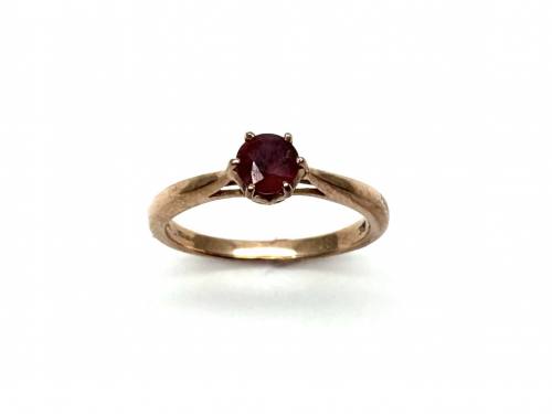 9ct Rose Gold Ruby Solitaire Ring