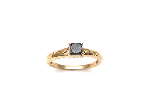 9ct Black Diamond Solitaire Ring