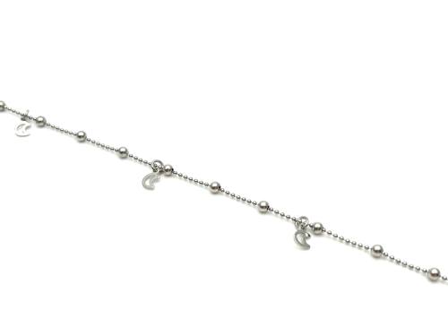 Silver Ball Chain Moon Charm Anklet