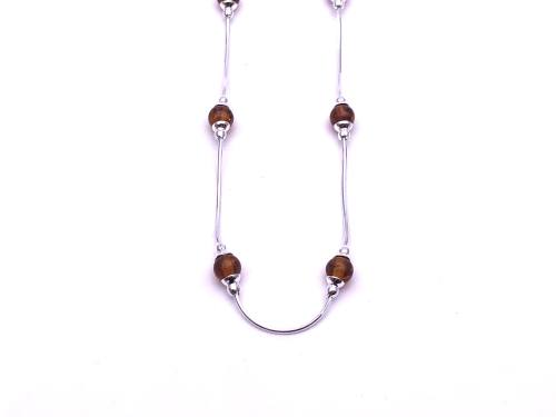 Silver and Amber Necklet 16 inches