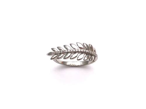 Silver CZ Leaf Ring