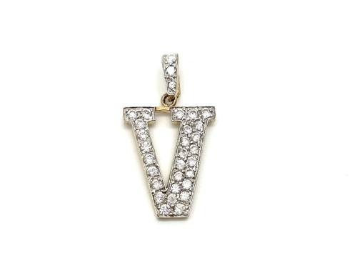 9ct Yellow Gold Initial 'V' Pendant
