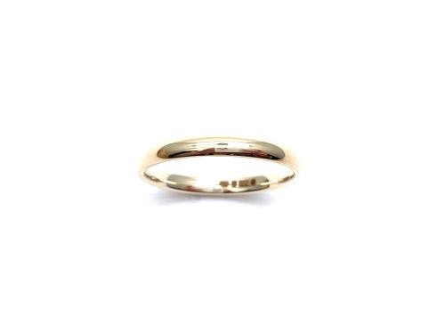 9ct Yellow Gold Plain Wedding Ring 2mm