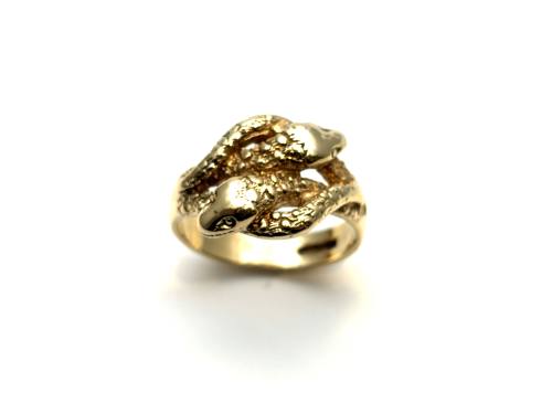 9ct Double Head Snake Ring