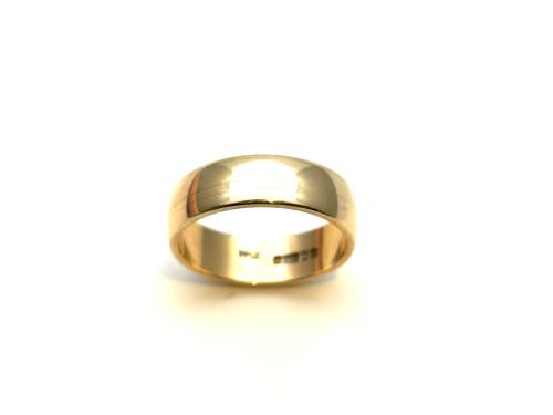 9ct D Shaped Wedding Ring 6mm
