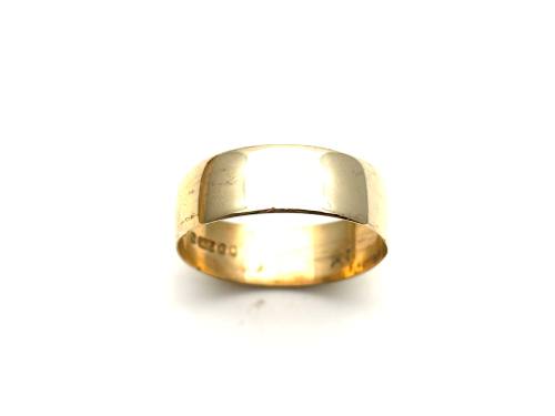 9ct D Shaped Wedding Ring 6.5mm