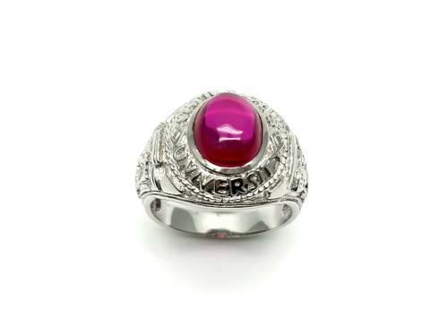 Silver Red Stone College Ring