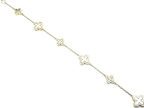 9ct Yellow Gold Mother of Pearl Flower Bracelet