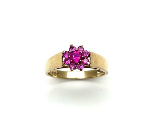 9ct Yellow Gold Synthetic Ruby Ring