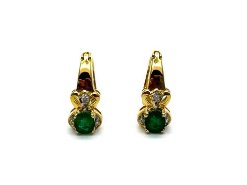 14ct Yellow Gold Emerald & CZ Earrings