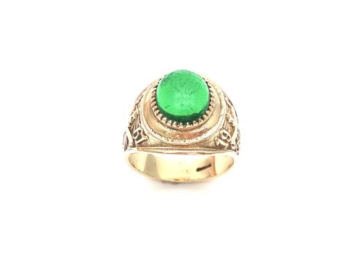 9ct Yellow Gold Green CZ College Ring