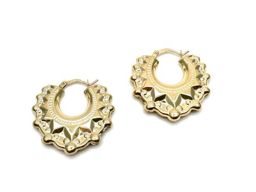 9ct Yellow Gold Round Creole Hoop Earrings