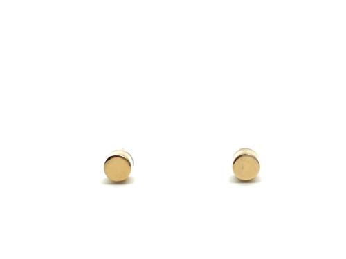 9ct Yellow Gold Cylinder Shaped Stud Earrings
