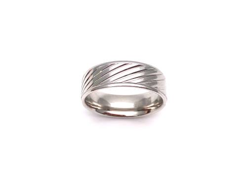 Silver Patterned Wedding Ring