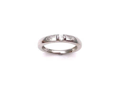 Silver CZ 3 Stone Band Ring
