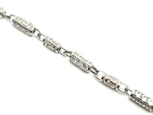 Silver CZ Greek Design Bracelet