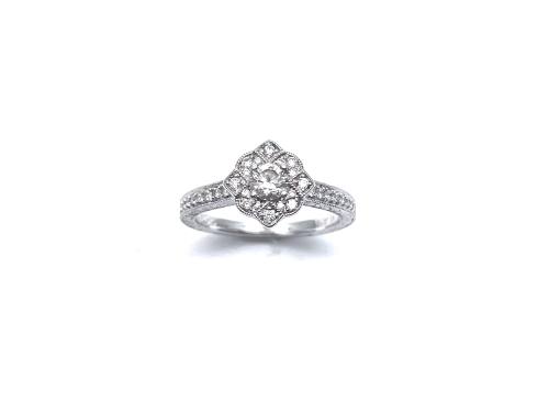 14ct White Gold Diamond Halo Ring