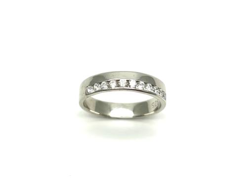Silver CZ 7 Stone Half Eternity Ring