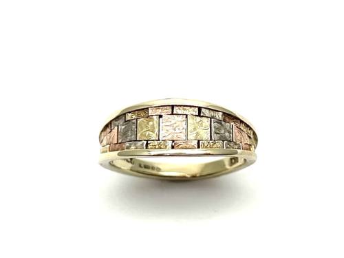 9ct Three Colour Fancy Band Ring