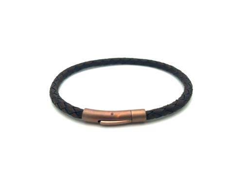 Dark Brown Leather Bracelet Stainless Steel Clasp