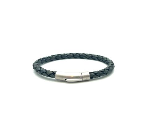 Green Leather Bracelet Stainless Steel Clasp