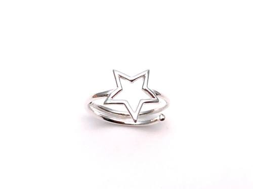 Silver Cut Out Star Adjustable Ring