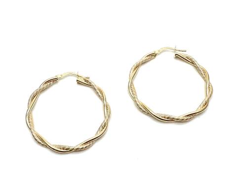 9ct Yellow Gold Twist Round Hoop Earrings 30mm