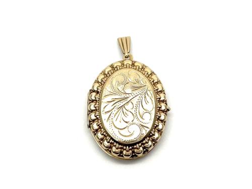 9ct Yellow Gold Patterned Oval Locket